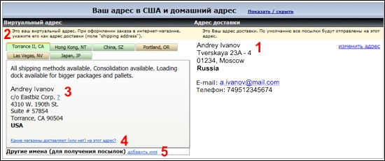 Детально об интерфейсе аккаунта Shipito.com